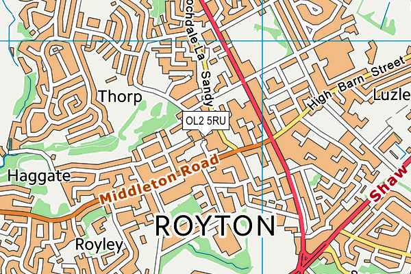 OL2 5RU map - OS VectorMap District (Ordnance Survey) OL2 5RU map - OS VectorMap District (Ordnance Survey)