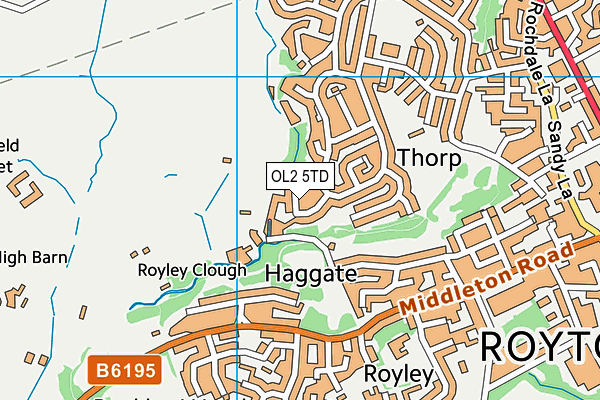 OL2 5TD map - OS VectorMap District (Ordnance Survey) OL2 5TD map - OS VectorMap District (Ordnance Survey)