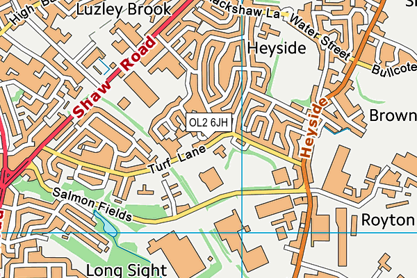 OL2 6JH map - OS VectorMap District (Ordnance Survey) OL2 6JH map - OS VectorMap District (Ordnance Survey)