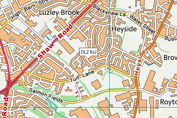 OL2 6JJ map - OS VectorMap District (Ordnance Survey) OL2 6JJ map - OS VectorMap District (Ordnance Survey)