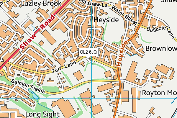 OL2 6JQ map - OS VectorMap District (Ordnance Survey) OL2 6JQ map - OS VectorMap District (Ordnance Survey)