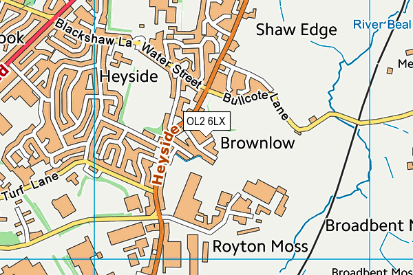 OL2 6LX map - OS VectorMap District (Ordnance Survey) OL2 6LX map - OS VectorMap District (Ordnance Survey)