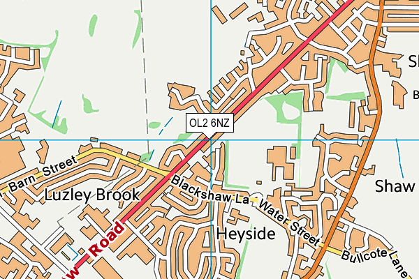 OL2 6NZ map - OS VectorMap District (Ordnance Survey) OL2 6NZ map - OS VectorMap District (Ordnance Survey)