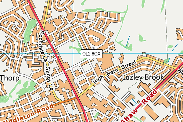 OL2 6QX map - OS VectorMap District (Ordnance Survey) OL2 6QX map - OS VectorMap District (Ordnance Survey)