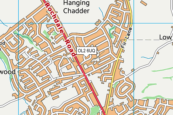 OL2 6UQ map - OS VectorMap District (Ordnance Survey) OL2 6UQ map - OS VectorMap District (Ordnance Survey)