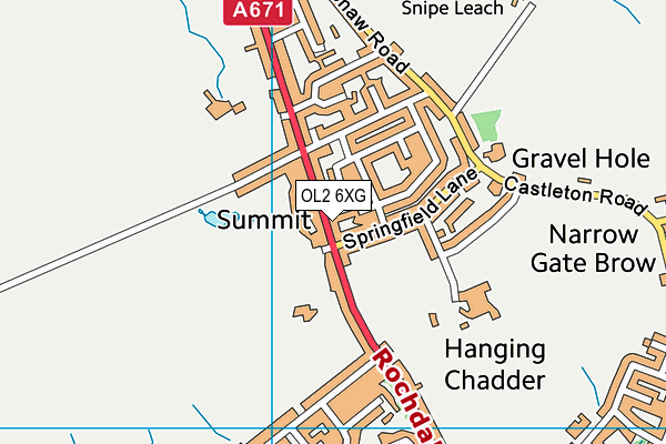 OL2 6XG map - OS VectorMap District (Ordnance Survey) OL2 6XG map - OS VectorMap District (Ordnance Survey)