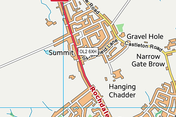 OL2 6XH map - OS VectorMap District (Ordnance Survey) OL2 6XH map - OS VectorMap District (Ordnance Survey)