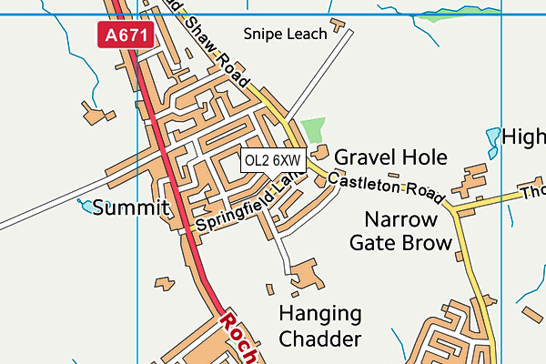 OL2 6XW map - OS VectorMap District (Ordnance Survey) OL2 6XW map - OS VectorMap District (Ordnance Survey)