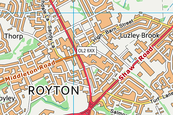 OL2 6XX map - OS VectorMap District (Ordnance Survey) OL2 6XX map - OS VectorMap District (Ordnance Survey)
