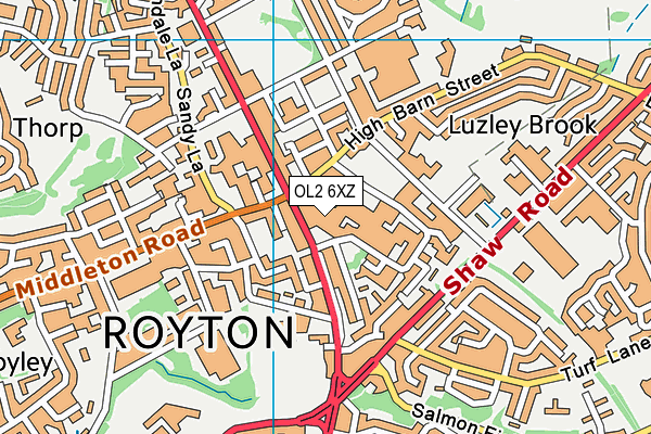 OL2 6XZ map - OS VectorMap District (Ordnance Survey) OL2 6XZ map - OS VectorMap District (Ordnance Survey)