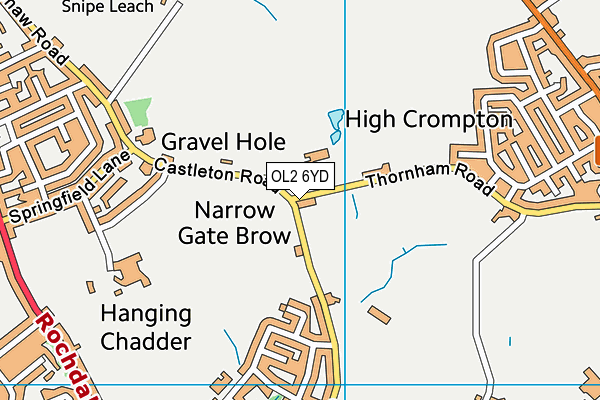 OL2 6YD map - OS VectorMap District (Ordnance Survey) OL2 6YD map - OS VectorMap District (Ordnance Survey)