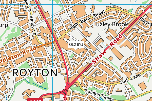 OL2 6YJ map - OS VectorMap District (Ordnance Survey) OL2 6YJ map - OS VectorMap District (Ordnance Survey)