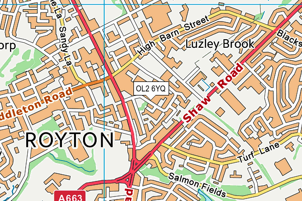 OL2 6YQ map - OS VectorMap District (Ordnance Survey) OL2 6YQ map - OS VectorMap District (Ordnance Survey)