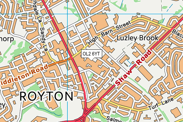 OL2 6YT map - OS VectorMap District (Ordnance Survey) OL2 6YT map - OS VectorMap District (Ordnance Survey)