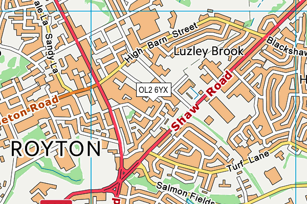 OL2 6YX map - OS VectorMap District (Ordnance Survey) OL2 6YX map - OS VectorMap District (Ordnance Survey)