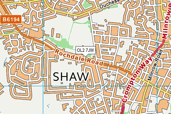 OL2 7JW map - OS VectorMap District (Ordnance Survey) OL2 7JW map - OS VectorMap District (Ordnance Survey)