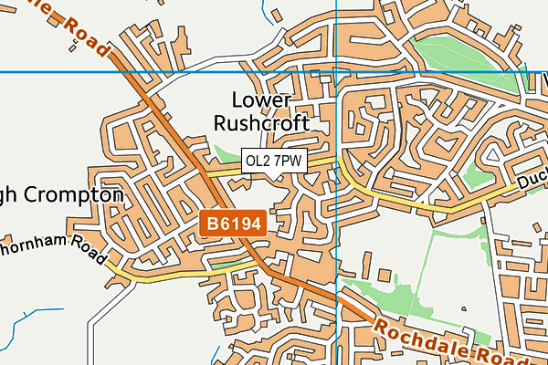 OL2 7PW map - OS VectorMap District (Ordnance Survey)