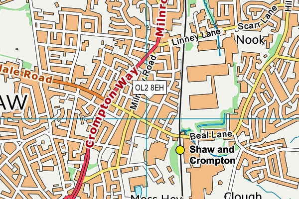 OL2 8EH map - OS VectorMap District (Ordnance Survey) OL2 8EH map - OS VectorMap District (Ordnance Survey)