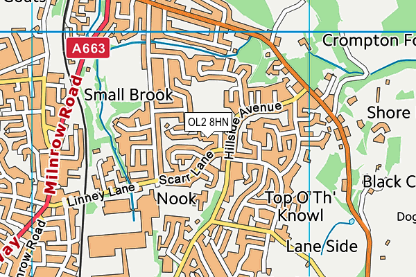 OL2 8HN map - OS VectorMap District (Ordnance Survey) OL2 8HN map - OS VectorMap District (Ordnance Survey)