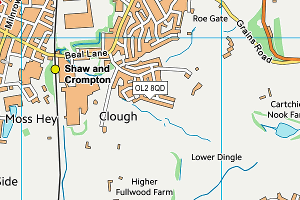 OL2 8QD map - OS VectorMap District (Ordnance Survey)