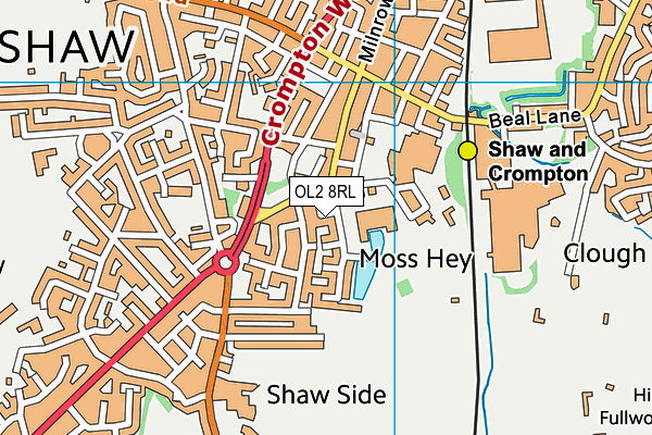 OL2 8RL map - OS VectorMap District (Ordnance Survey) OL2 8RL map - OS VectorMap District (Ordnance Survey)