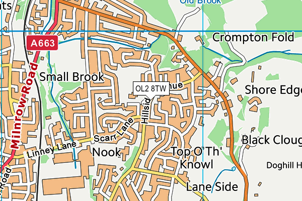 OL2 8TW map - OS VectorMap District (Ordnance Survey) OL2 8TW map - OS VectorMap District (Ordnance Survey)