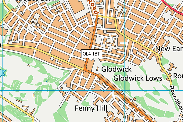 OL4 1BT map - OS VectorMap District (Ordnance Survey) OL4 1BT map - OS VectorMap District (Ordnance Survey)