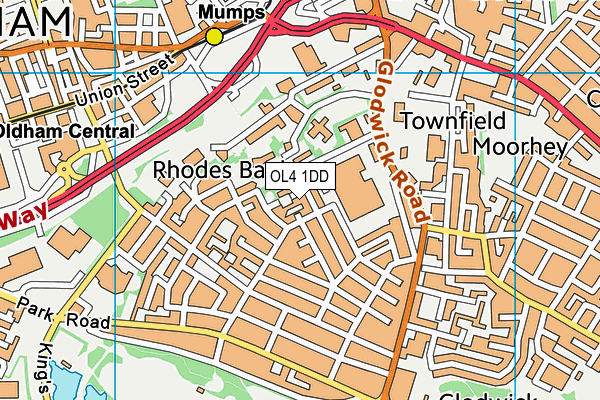 OL4 1DD map - OS VectorMap District (Ordnance Survey) OL4 1DD map - OS VectorMap District (Ordnance Survey)