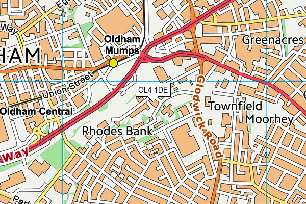 OL4 1DE map - OS VectorMap District (Ordnance Survey) OL4 1DE map - OS VectorMap District (Ordnance Survey)