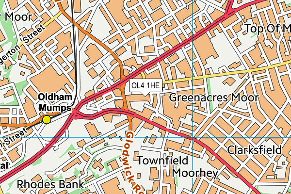 OL4 1HE map - OS VectorMap District (Ordnance Survey) OL4 1HE map - OS VectorMap District (Ordnance Survey)