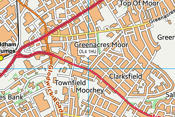 OL4 1HU map - OS VectorMap District (Ordnance Survey) OL4 1HU map - OS VectorMap District (Ordnance Survey)