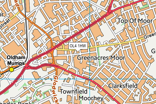 OL4 1HW map - OS VectorMap District (Ordnance Survey)