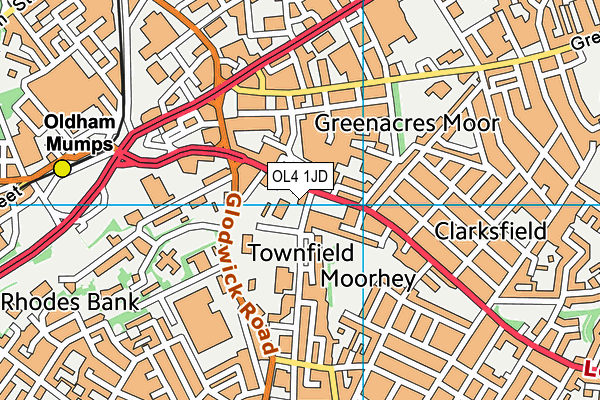 OL4 1JD map - OS VectorMap District (Ordnance Survey) OL4 1JD map - OS VectorMap District (Ordnance Survey)