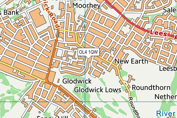 OL4 1QW map - OS VectorMap District (Ordnance Survey) OL4 1QW map - OS VectorMap District (Ordnance Survey)