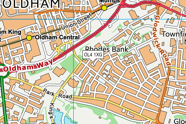 OL4 1XG map - OS VectorMap District (Ordnance Survey) OL4 1XG map - OS VectorMap District (Ordnance Survey)