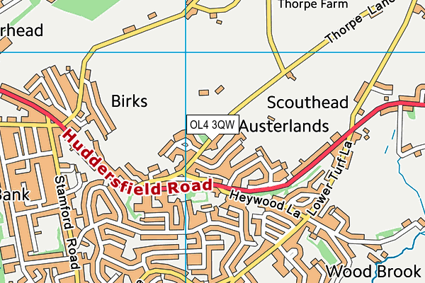 OL4 3QW map - OS VectorMap District (Ordnance Survey)