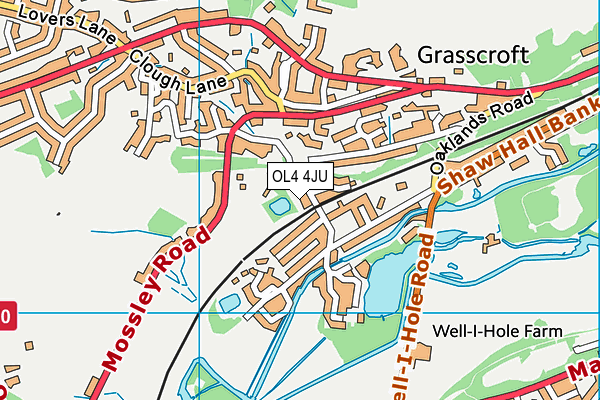 OL4 4JU map - OS VectorMap District (Ordnance Survey) OL4 4JU map - OS VectorMap District (Ordnance Survey)