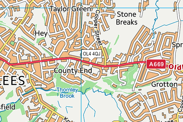 OL4 4QJ map - OS VectorMap District (Ordnance Survey) OL4 4QJ map - OS VectorMap District (Ordnance Survey)