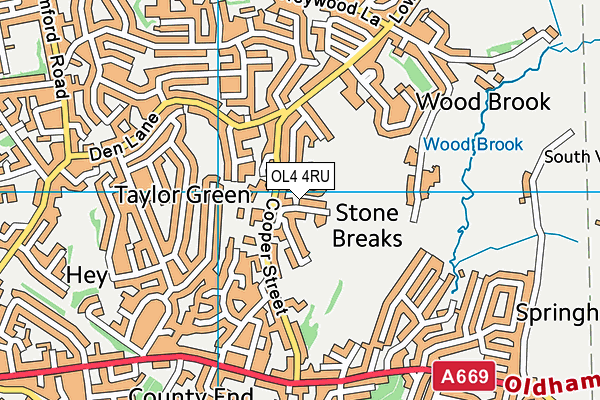 OL4 4RU map - OS VectorMap District (Ordnance Survey) OL4 4RU map - OS VectorMap District (Ordnance Survey)