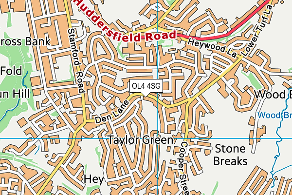 OL4 4SG map - OS VectorMap District (Ordnance Survey) OL4 4SG map - OS VectorMap District (Ordnance Survey)