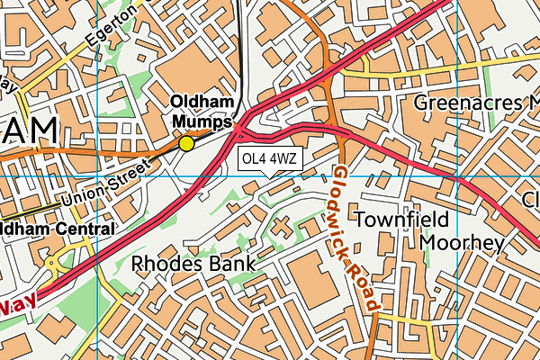 OL4 4WZ map - OS VectorMap District (Ordnance Survey)