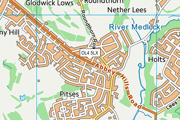 OL4 5LX map - OS VectorMap District (Ordnance Survey) OL4 5LX map - OS VectorMap District (Ordnance Survey)