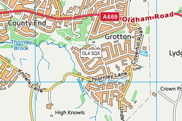OL4 5QX map - OS VectorMap District (Ordnance Survey)