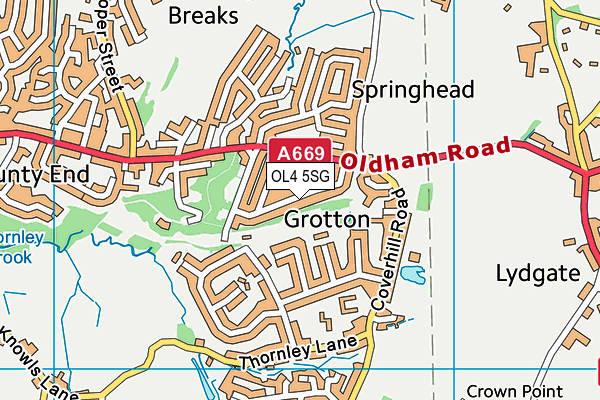 OL4 5SG map - OS VectorMap District (Ordnance Survey) OL4 5SG map - OS VectorMap District (Ordnance Survey)