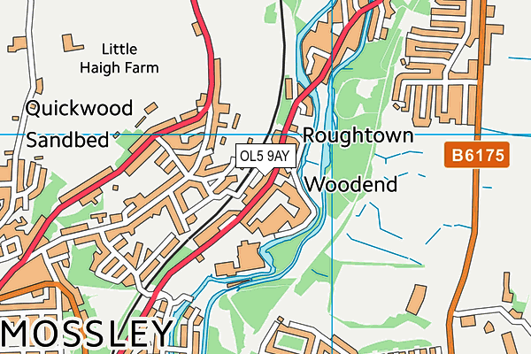 OL5 9AY map - OS VectorMap District (Ordnance Survey)
