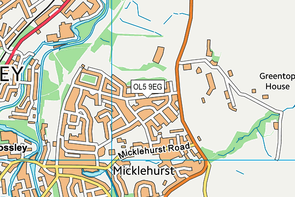 OL5 9EG map - OS VectorMap District (Ordnance Survey) OL5 9EG map - OS VectorMap District (Ordnance Survey)