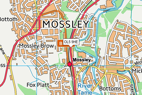 OL5 9HE map - OS VectorMap District (Ordnance Survey) OL5 9HE map - OS VectorMap District (Ordnance Survey)