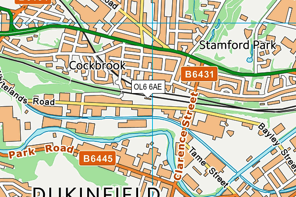 OL6 6AE map - OS VectorMap District (Ordnance Survey) OL6 6AE map - OS VectorMap District (Ordnance Survey)