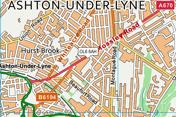 OL6 6AH map - OS VectorMap District (Ordnance Survey) OL6 6AH map - OS VectorMap District (Ordnance Survey)