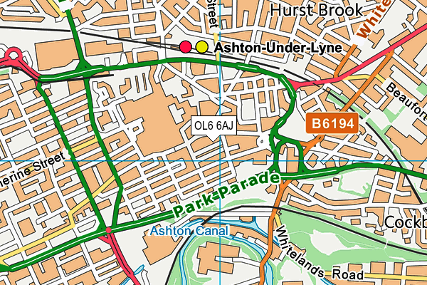 OL6 6AJ map - OS VectorMap District (Ordnance Survey) OL6 6AJ map - OS VectorMap District (Ordnance Survey)